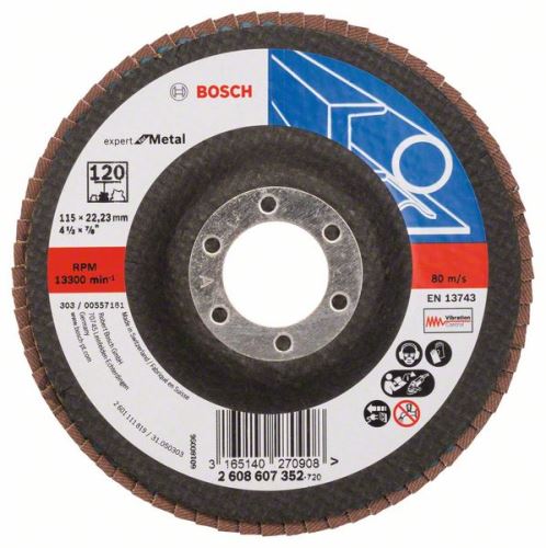 Disc abraziv lamelă BOSCH X551, Expert pentru Metal D = 115 mm; G = 120, refractat 2608607352