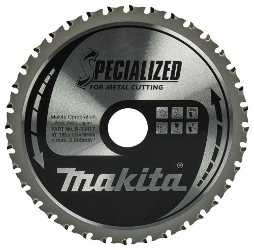 Pânză de ferăstrău MAKITA oțel SPECIALIZED 185x1,9x30 mm 36 dinți B-33417