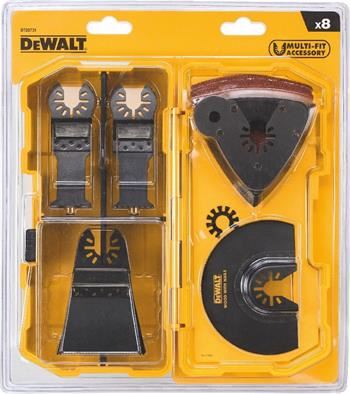 Set DeWALT (8 buc) pentru scule oscilante (1x DT20700, 1x DT20701, 1x DT20704, 1x DT20705, DT20710, 3x șmirghel 93 x 93 mm) DT20731