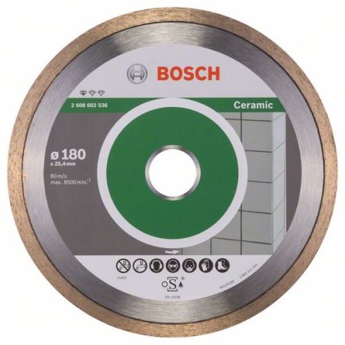 Disc de tăiere cu diamant BOSCH Standard pentru ceramică 180 x 25,40 x 1,6 x 7 mm 2608602536