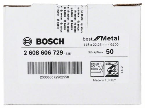 Disc abraziv din fibre BOSCH R574, Best for Metal D = 115 mm; G = 100 2608606729