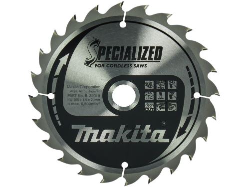 Pânză de ferăstrău MAKITA pentru lemn SPECIALIZED 165x1,5x20 mm 24Z pentru ferăstraie cu baterie B-32910