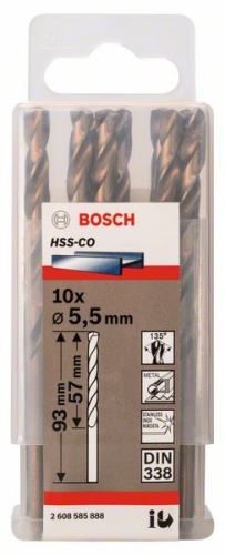 BOSCH Burghie pentru metal HSS-Co, DIN 338 5,5 x 57 x 93 mm (10 buc) 2608585888