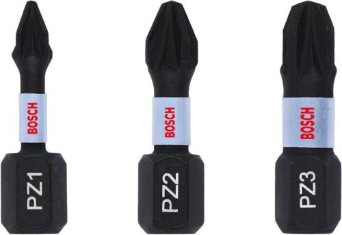 BOSCH Set de biți PZ1, PZ2, PZ3 25 mm, 3 buc 2608522471