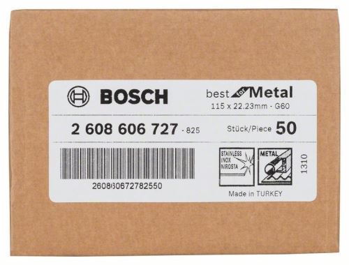 Disc abraziv din fibre BOSCH R574, Best for Metal D = 115 mm; G = 60 2608606727