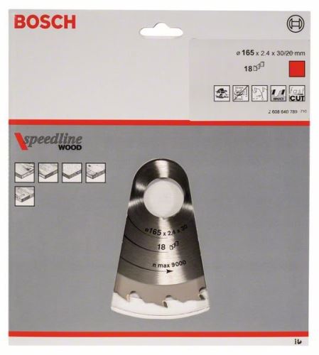 Pânză de ferăstrău BOSCH Speedline Wood 165 x 30 x 2,2 mm, 18 2608640789