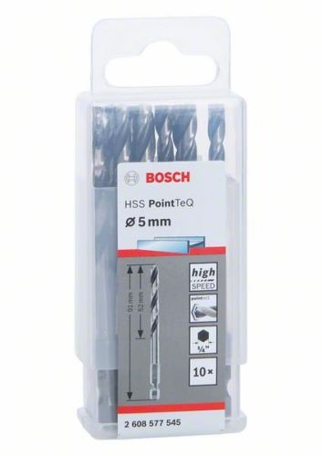 Burghiu BOSCH pentru metal HSS PointTeQ HEX cu tijă în 6 puncte; 5,0 mm 2608577545