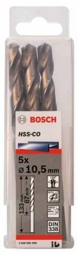 BOSCH Burghie pentru metal HSS-Co, DIN 338 10,5 x 87 x 133 mm (5 buc) 2608585900