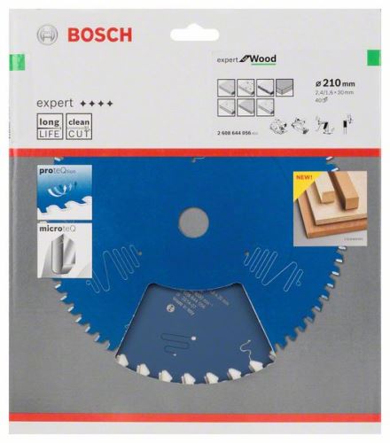 Pânză de ferăstrău BOSCH Expert pentru lemn 210 x 30 x 2,4 mm, 40 2608644056