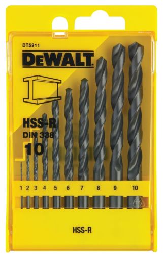 Set de burghie DeWALT HSS-R DIN 338, pentru metal (10 buc) DT5911