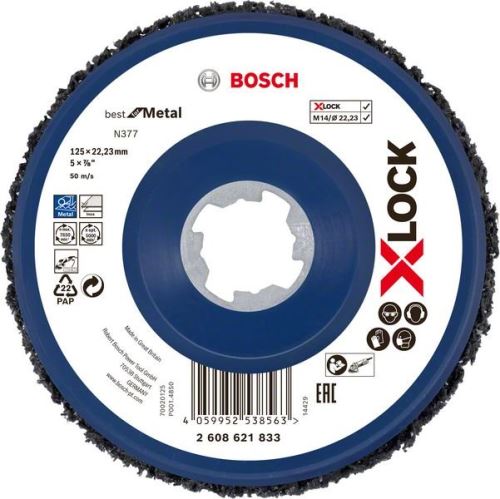 Disc de curățare BOSCH X-LOCK N377 Best for Metal, Ø125mm 2608621833