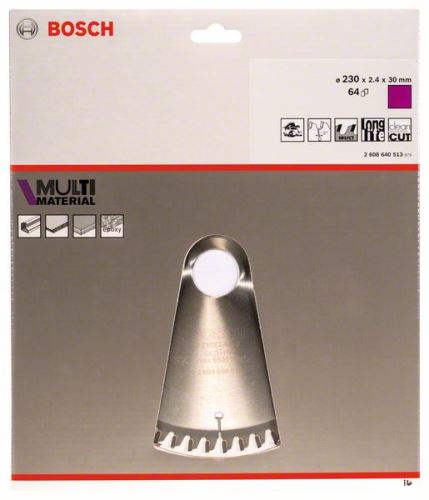 Pânză de ferăstrău BOSCH Multi Material 230 x 30 x 2,4 mm; 64 2608640513