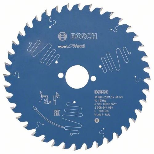 Pânză de ferăstrău BOSCH Expert pentru lemn 190 x 30 x 2,0 mm, 40 2608644084