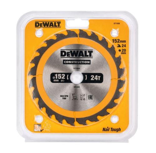 Pânză de ferăstrău DeWALT pentru lemn 152 mm 24 dinți DT1930