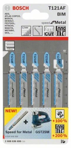 Pânză de ferăstrău BOSCH pentru ferăstrău alternativ T 121 AF Speed for Metal (5 buc) 2608636699