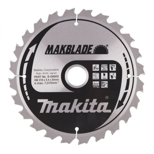 Pânză de ferăstrău MAKITA lemn MAKBLADE 216x2,4x30 mm 24 dinți B-32714