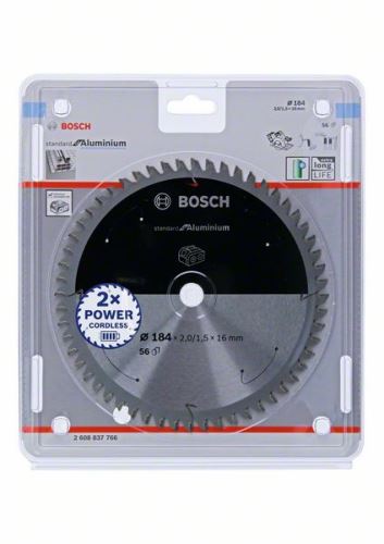 BOSCH Pânză de ferăstrău pentru ferăstrău cu acumulator; Standard pentru aluminiu 184x16x2/1,5x56T 2608837766