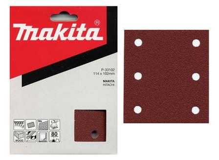 Hârtie abrazivă MAKITA 102x114 mm 6 găuri K40, 10 buc P-33087