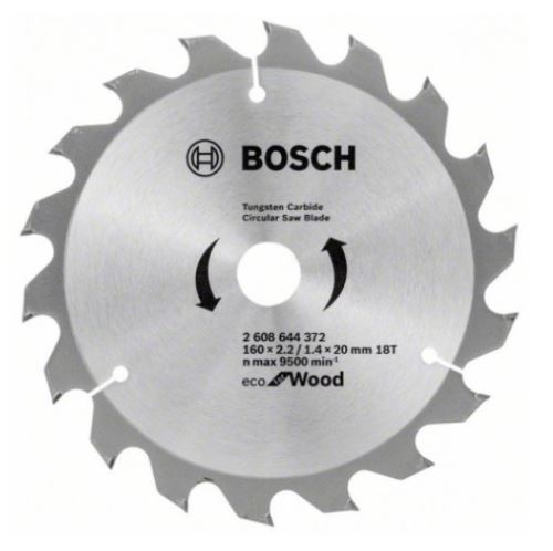 Pânză de ferăstrău BOSCH Eco pentru Lemn 160x2,2/1,4x20 18T 2608644372