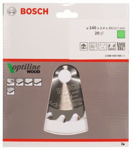 BOSCH Pânză de ferăstrău Optiline Wood 140 x 20/12,7 x 2,4 mm, 20 2608640586