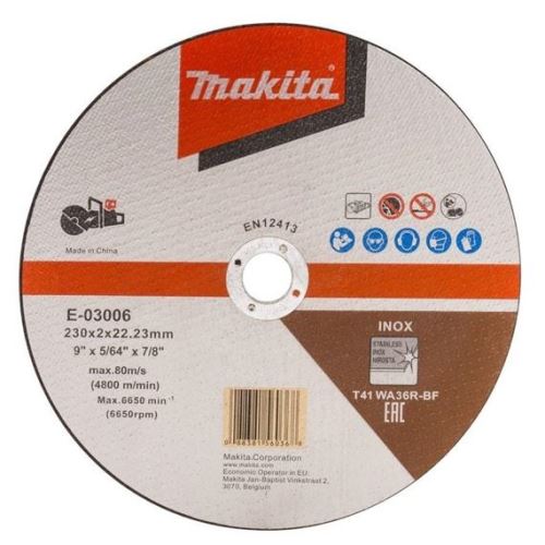 Disc de tăiere din oțel inoxidabil MAKITA 230x2,0x22,23 mm E-03006