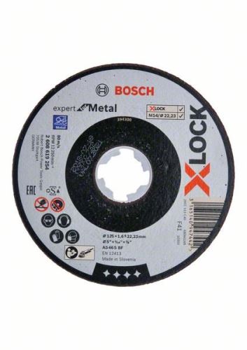 BOSCH X-LOCK Disc de tăiere plat Expert pentru sistem Metal 125×1,6×22,23 AS 46 S BF, 125 mm, 1,6 mm 2608619254