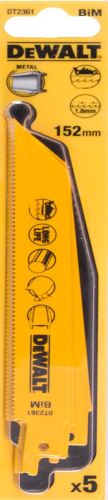 Pânză de ferăstrău DeWALT 152 mm pentru metale, table, țevi și profile de la 3 la 8 mm (5 buc) DT2361