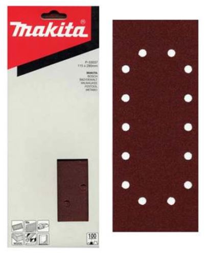 Hârtie abrazivă MAKITA 115x280 mm 14 găuri K80, 10 buc P-33021