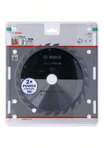 BOSCH Pânză de ferăstrău pentru ferăstrău cu acumulator; Standard pentru lemn 216x30x1,7/1,2x24T 2608837724