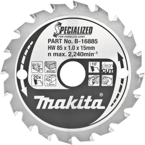 Pânză de ferăstrău pentru lemn MAKITA SPECIALIZED 85x1x15 mm 20 dinți pentru ferăstrău cu baterie B-16885