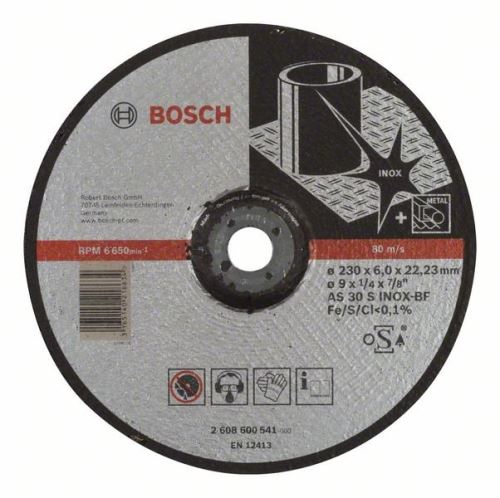 Roată de degroșare profilată BOSCH Expert pentru Inox AS 30 S INOX BF, 230 mm, 6,0 mm 2608600541