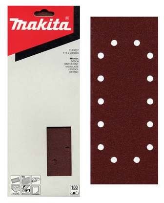 Hârtie abrazivă MAKITA 115x280 mm 14 găuri K180, 10 buc P-33065