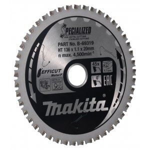 Pânză de ferăstrău MAKITA oțel Efficut 136x1,1x20 mm 45 dinți B-69319