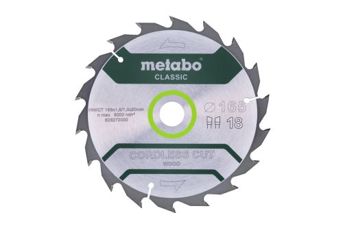 Pânză de ferăstrău METABO 165 x 20 mm, 18 dinți, 20° CordlessCutClassic 628272000