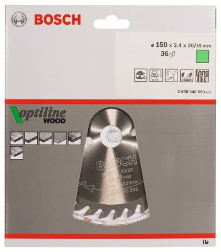 BOSCH Pânză de ferăstrău Optiline Wood 150 x 20/16 x 2,4 mm, 36 2608640593