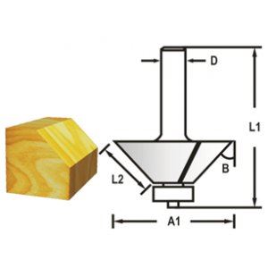 MAKITA Dispozitiv de tăiere pentru fațete/cuchituri cu tijă rulment 8 mm, 31,8x13,5x55 mm D-48686