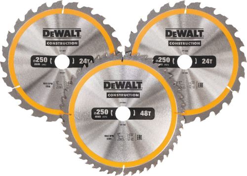 Set de pânze de ferăstrău DeWALT CONSTRUCTION, 250 x 30 mm (3 buc) DT1963