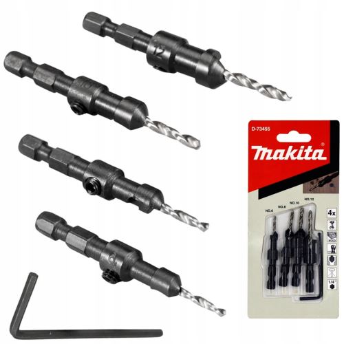 MAKITA set burghie frezat 1/4'' 4 buc D-73455