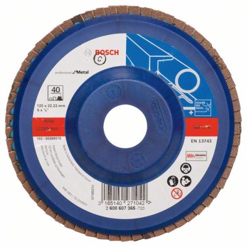 Disc abraziv lamelă BOSCH X551, Expert pentru metal D = 125 mm; G = 40, egal cu 2608607365