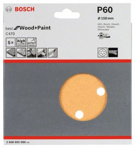 Hârtie șlefuită BOSCH C470, 150 mm, 60 (5 buc) 2608605086