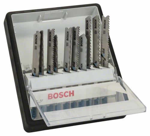 Set de pânze de ferăstrău BOSCH 10 piese Robust Line Metal Expert, cu tijă TT 118 G; T 118 A; T 118 B; T 118 EOF; T 118 AF; T 118 BF; T 118 GFS; T 227 D; T 127 D; T 123 X 2607010541