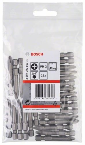 BOSCH Bit de șurubelniță extra dur Extra-Hart PH 2, 49 mm (25 buc) 2607002503