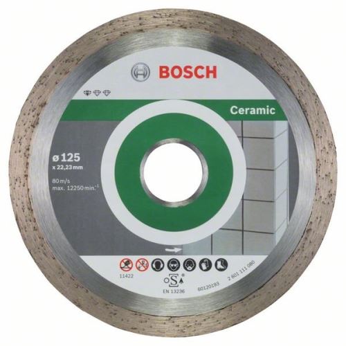 Disc de tăiere cu diamant BOSCH Standard pentru ceramică 125 x 22,23 x 1,6 x 7 mm (10 buc) 2608603232