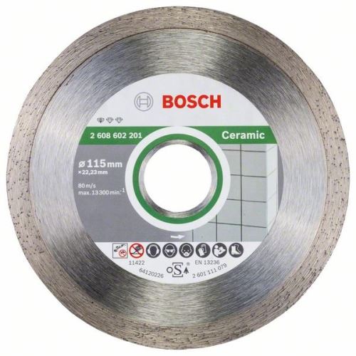 Disc de tăiere cu diamant BOSCH Standard pentru ceramică 115 x 22,23 x 1,6 x 7 mm 2608602201