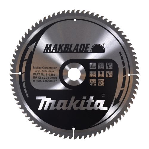 Pânză de ferăstrău pentru lemn MAKITA MAKBLADE 305x2,3x30 mm 80 dinți B-32851