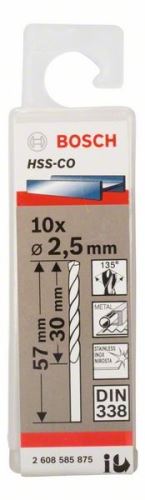 Burghie BOSCH pentru metal HSS-Co, DIN 338 2,5 x 30 x 57 mm (10 buc) 2608585875