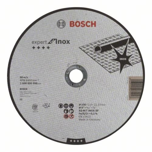 BOSCH Disc de tăiere drept Expert pentru Inox AS 46 T INOX BF, 230 mm, 2,0 mm 2608600096