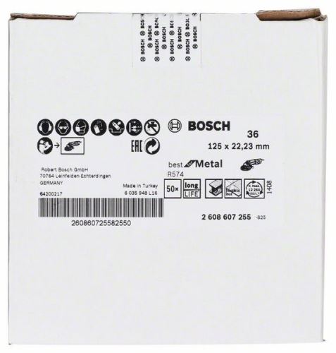 Disc abraziv din fibre BOSCH R574, Best for Metal D = 125 mm; K = 36 2608607255