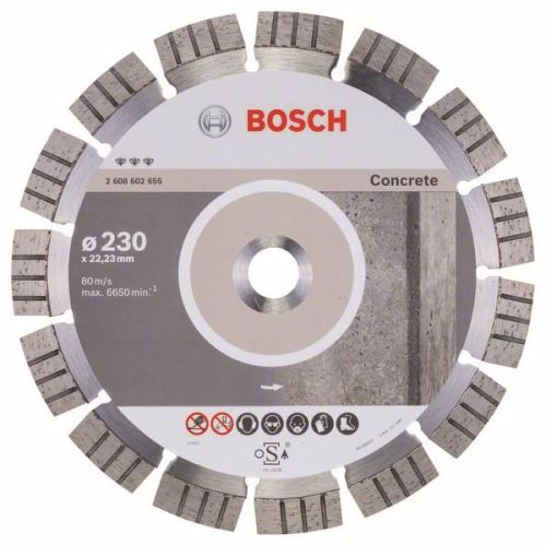 Disc de tăiere cu diamant BOSCH Best for Beton 230 x 22,23 x 2,4 x 15 mm 2608602655