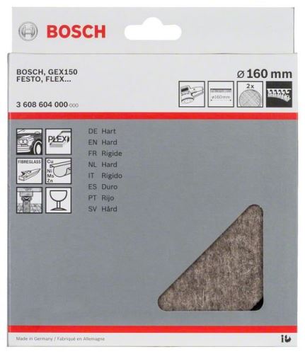 BOSCH Pâslă de lustruit dur, 160 mm (2 buc) 3608604000